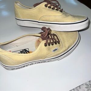 Vans Beige Canvas Sneakers with Brown Laces